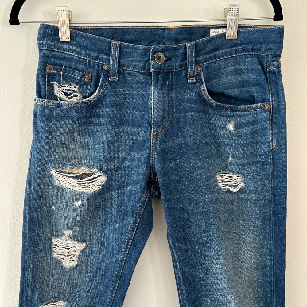 Rag & Bone Doris X Boyfriend Cotton distressed cropped jeans Size 25 - Picture 2 of 7